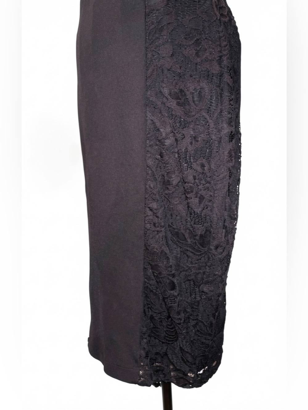 Bebe Black Lace Side Panel Mock Neck Bodycon Dress - Picture 4 of 13